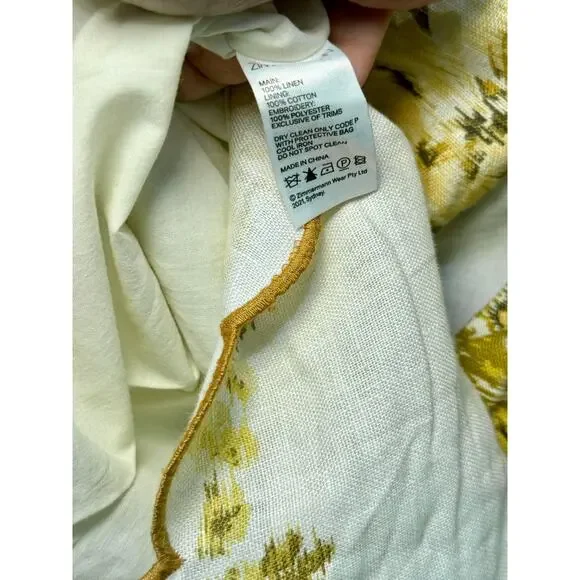 Zimmermann Aliane Scallop High Waisted Paperbag Short Amber Floral Womens Size 0 - Picture 6 of 6